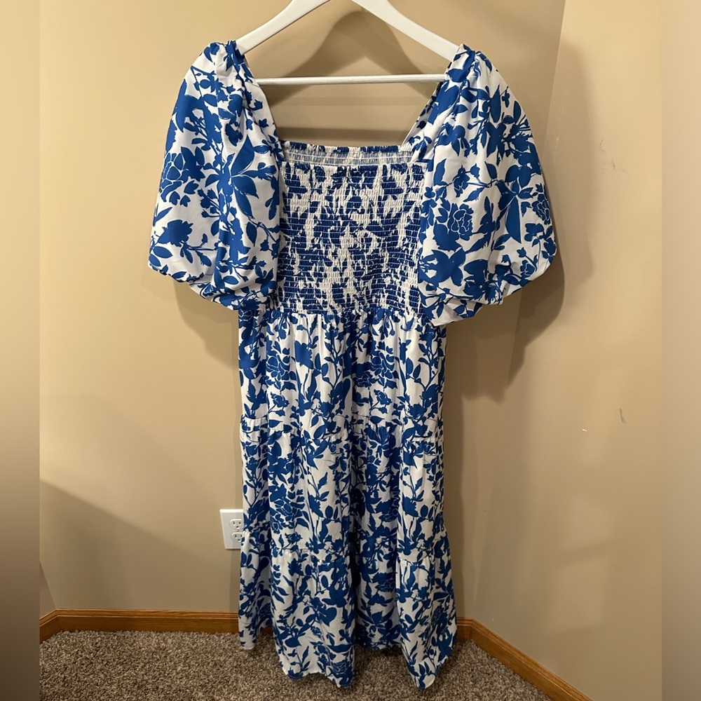 Blue & White Flowered Dress